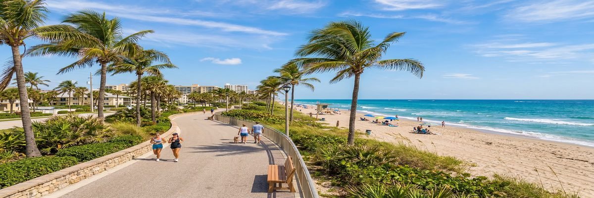 Coastal walkway along the Intracoastal Waterway in Boynton Beach, Florida