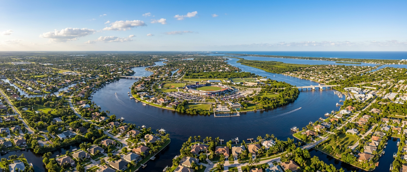 Aerial view of Port Saint Lucie, Florida and the St. Lucie River