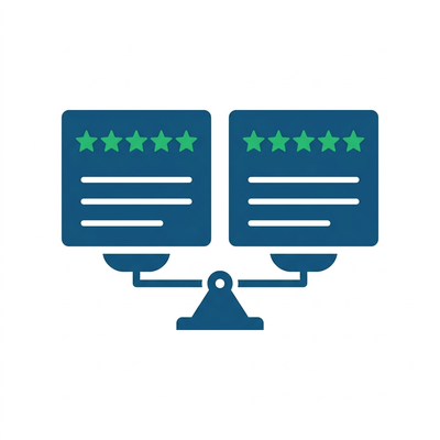 Agency Comparison Builder Agency comparison builder icon, two provider cards on a balance scale for comparing home health agencies