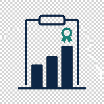 Florida home health quality report icon, bar chart with star rating representing statewide agency data and rankings